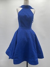 IEENA for Mac Duggal Fit & Flare Short Blue Halter Neck Sleeveless ROY Dress 6