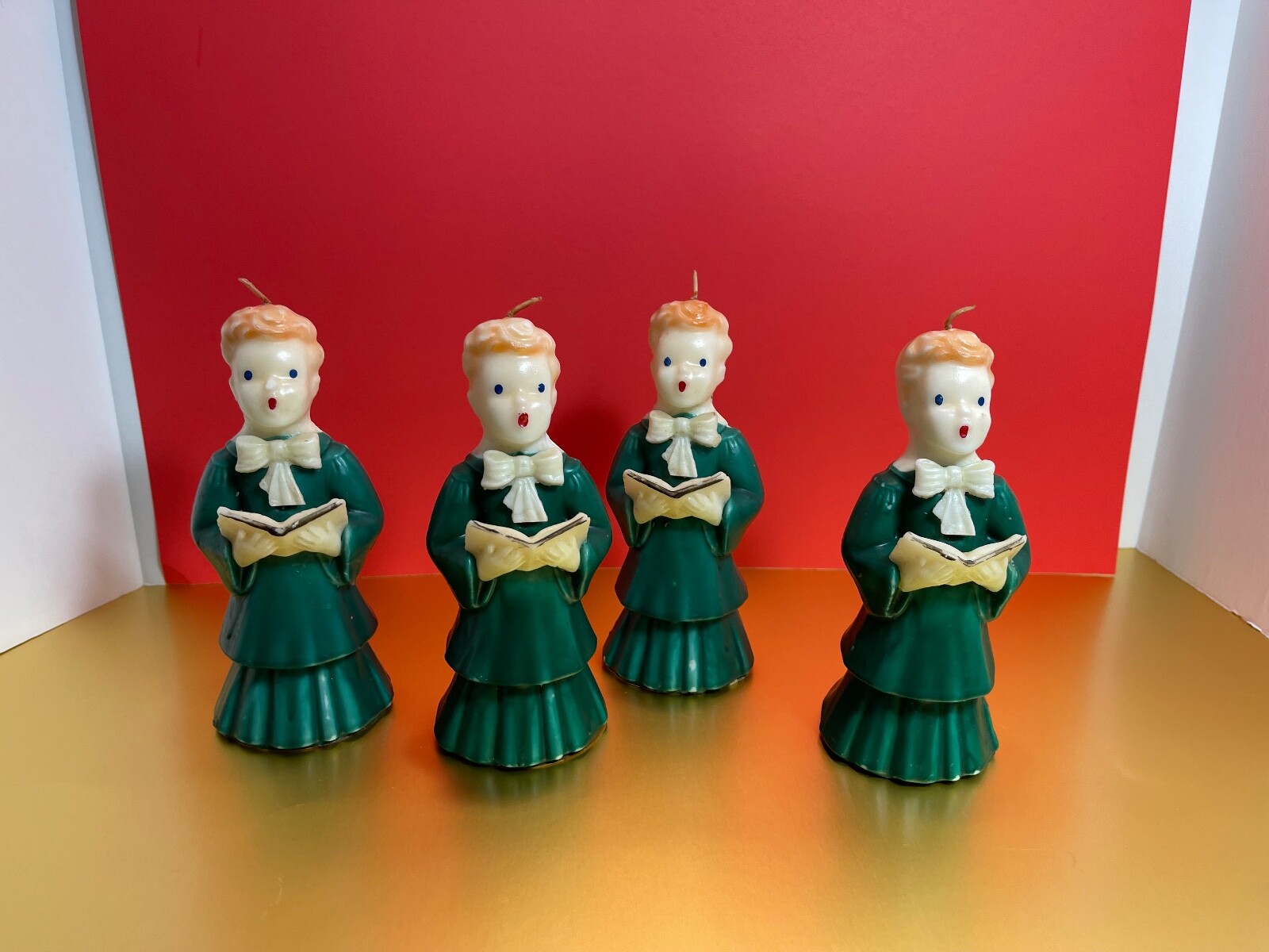 4 Vintage Christmas Candles by Gurley Candles .Choir Boys Gospel New