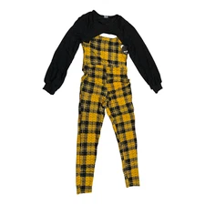 Jolie & Joy Women's Yellow/Black 2-Piece Plaid Jumpsuit Size Small B55