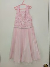 EUC Girls SPEECHLESS KIDS Formal Dress Rhinestones Tulle Pink Foral Size 10