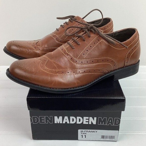 SAOLA Scarpe eleganti Oxford Madden M Franky da uomo con punta ala 11 marroni