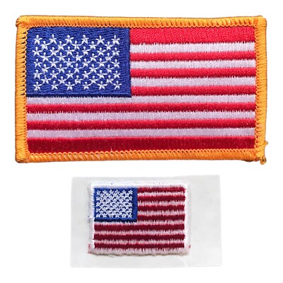 2001 MLB MAJOR LEAGUE BASEBALL US USA AMERICAN FLAG JERSEY HAT PATCHES SET OF 2