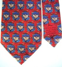 Children Art Men's Silk Birds Neck Tie Red Blue Birds 3 3/4" x 57"