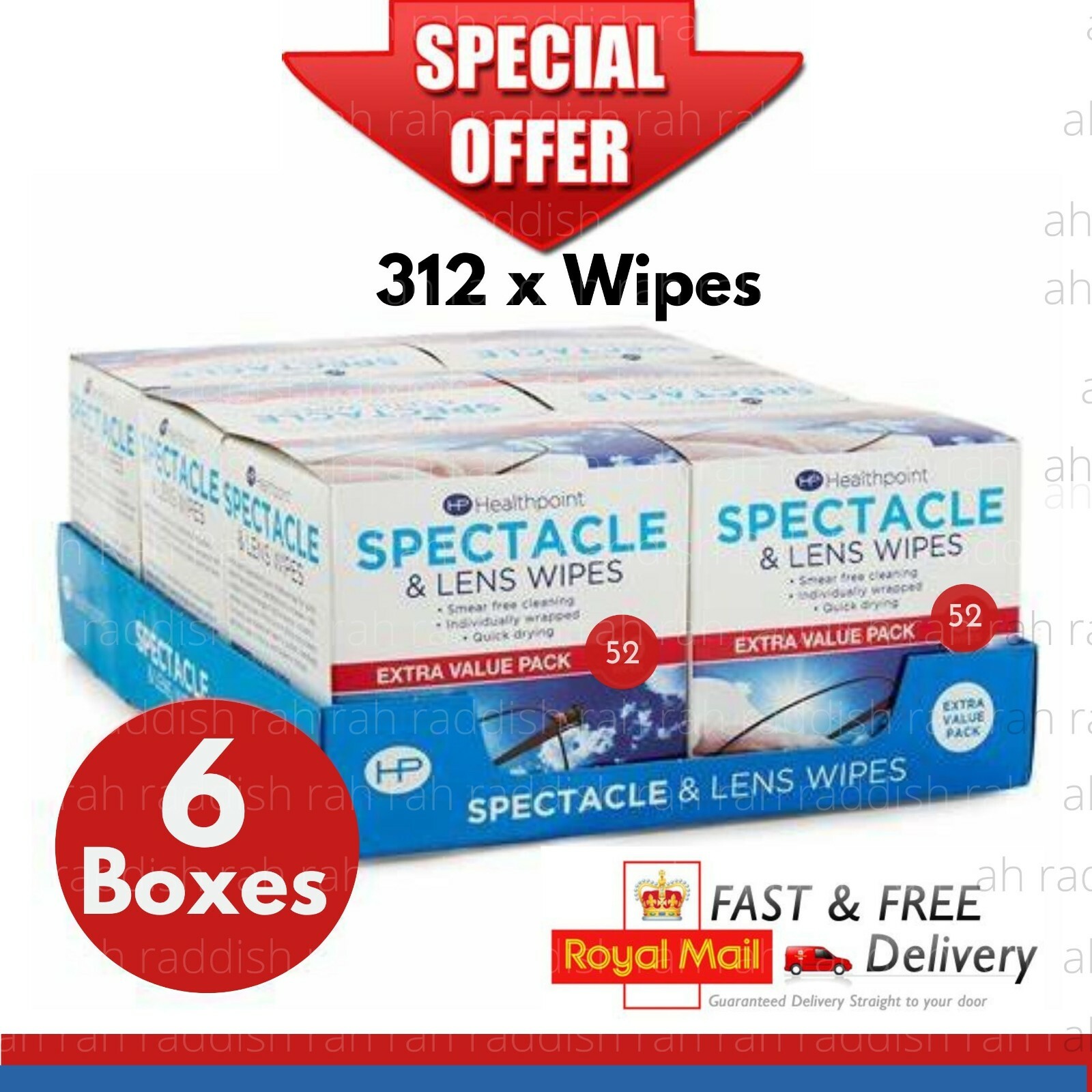 Glasses Wipes Cleaning Wipes for Spectacle Glasses 6x Boxes Fast Free P