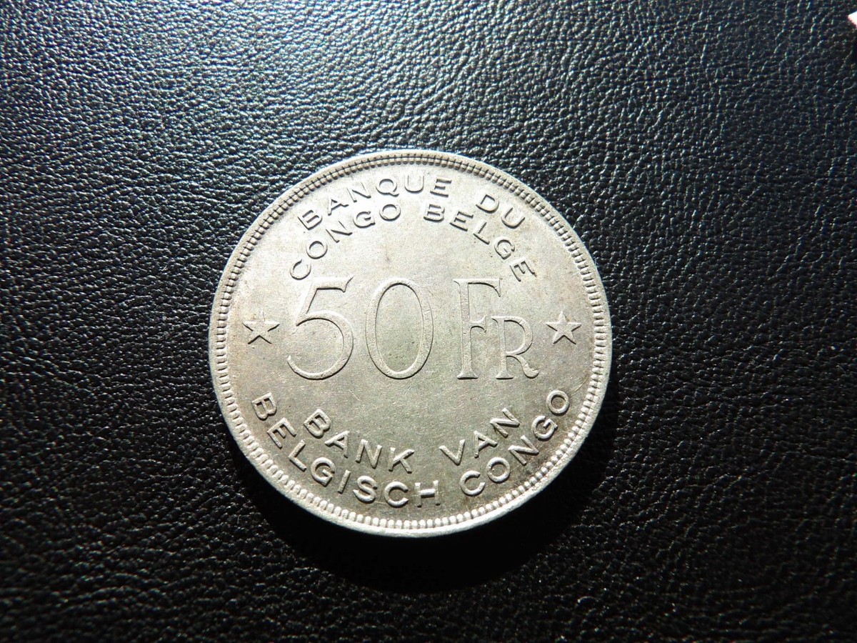 Belgium Belgian Congo 1944 50 Franks silver coin Elephant World