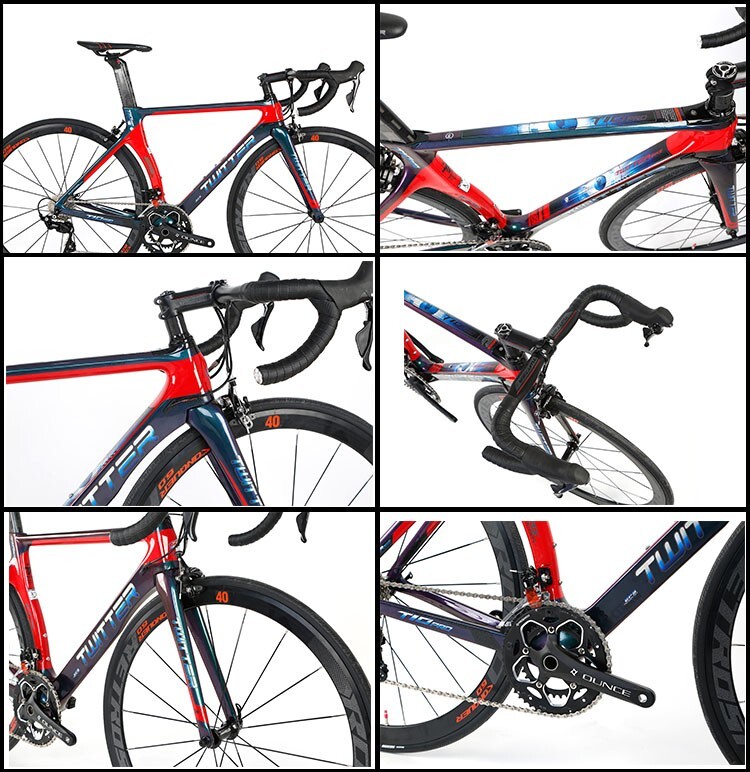 NEW Carbon Fiber Twitter Pro Road Bike with Claris R2000 Blue in ...