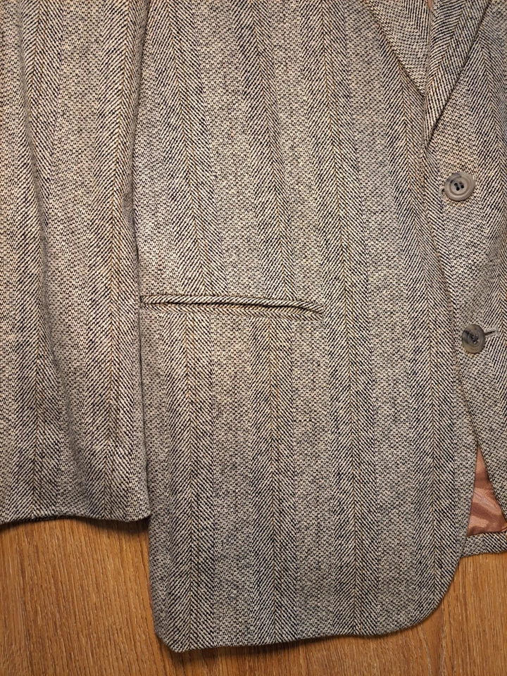 Abrigo Deportivo Cellini DE COLECCIÓN TWEED Para Hombres 40R Blanco Espiga Abrigo Deportivo Traje Seda Foto 4 de 4