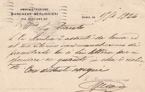 9485-REGNO, LAZIO, ROMA, C.P. CON 30c. MICHETTI, PER COSENZA, AVV. STANCALI,1924 - 第 2/2 張圖片