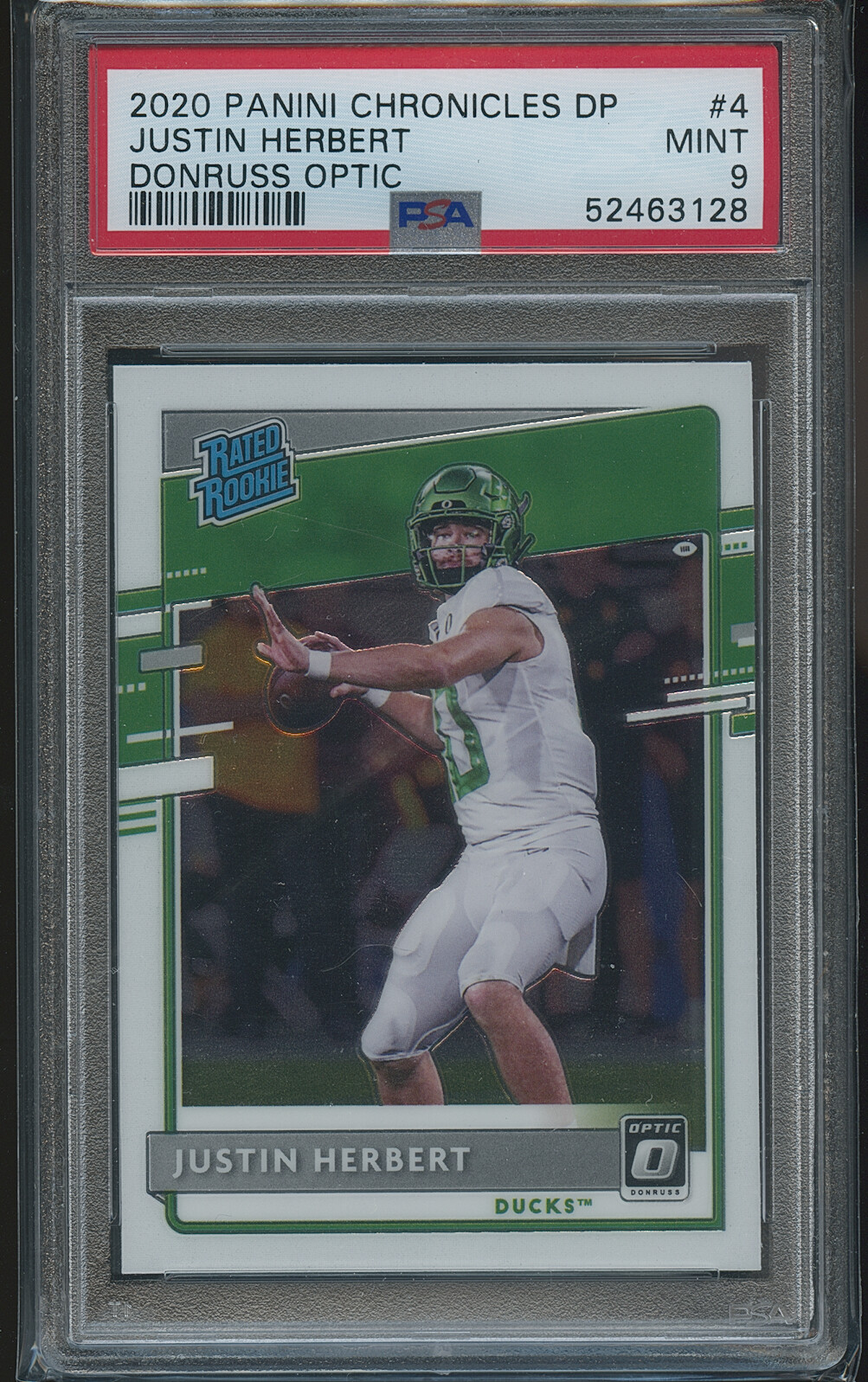Justin Herbert 2020 Panini Chronicles DP Donruss Optic RC PSA 9