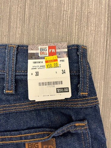 Big Bill Fire Retardant 1981IN14 Utility Jeans, Size 30 x 34 - Picture 5 of 5