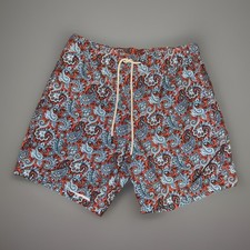 Fair Harbor Swim Shorts Men Medium Blue Sextant Quick Dry Stretch Trunks Paisley