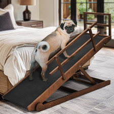 Dog Ramp for Bed, Adjustable Pet Ramps for Dog to Get on Bed, Non-Slip Rubber Su