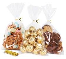 Cellophane Bags, 100 Pack Gift Bag Cellophane Treat Bags with Ties 6x10 Clear