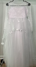 Long White Lace Flower Girl Tulle Wedding princess Dress with train