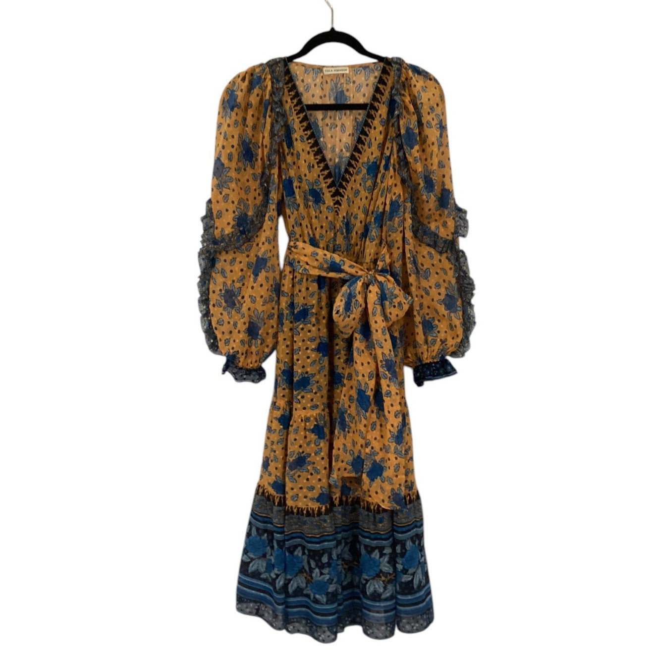 Ulla Johnson Romilly Silk Floral Orange Blue Long… - image 5