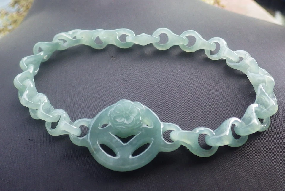 Brazalete Brazalete Hueso Dragón Cuentas Jadeíta Jade Verde Certificado Video 206673 Foto 3 de 4