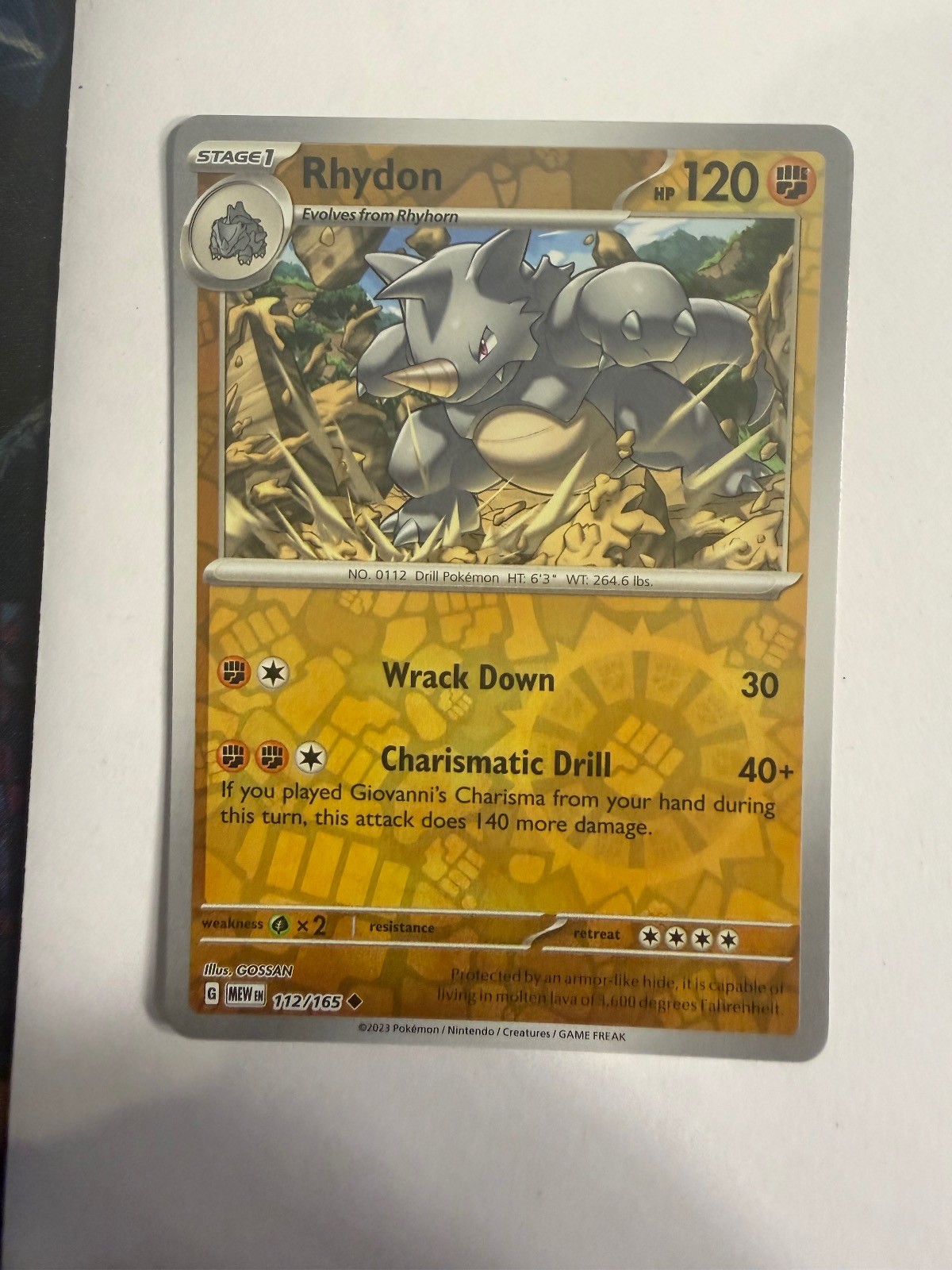 Rhydon 112/165 151 Uncommon Reverse Holo Pokemon NM/M