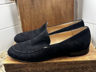 Gianvito Rossi Milano Loafer Womens 7 37 BLACK Suede Minimalist Slip On Flat