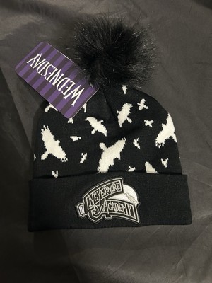 Youth MGM Wednesday Nevermore Academy Puff Beanie, Black