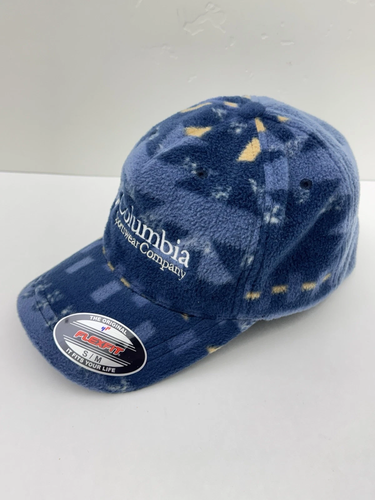 Columbia Sportswear Company Fleece Flexfit Hat S/M Aztec Design Blue Unique