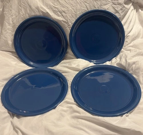 4 Fiesta Dinner Plates  Cobalt Blue - 10.5” - Homer Laughlin Fiestaware - USA