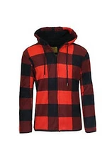 J.COME BLUE ROCK GALAXY MEN'S POLAR FLEECE PLAID HOODIE - SIZE: MEN L - RED