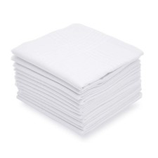 12pc Mens Soft 60S Cotton Handkerchiefs 16x16 White Classic Hankies