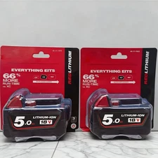 (2) GENUIEE 18V Batteries FOR Milwaukee 48-11-1850 5.0 AH M18 XC18 48-11-1852