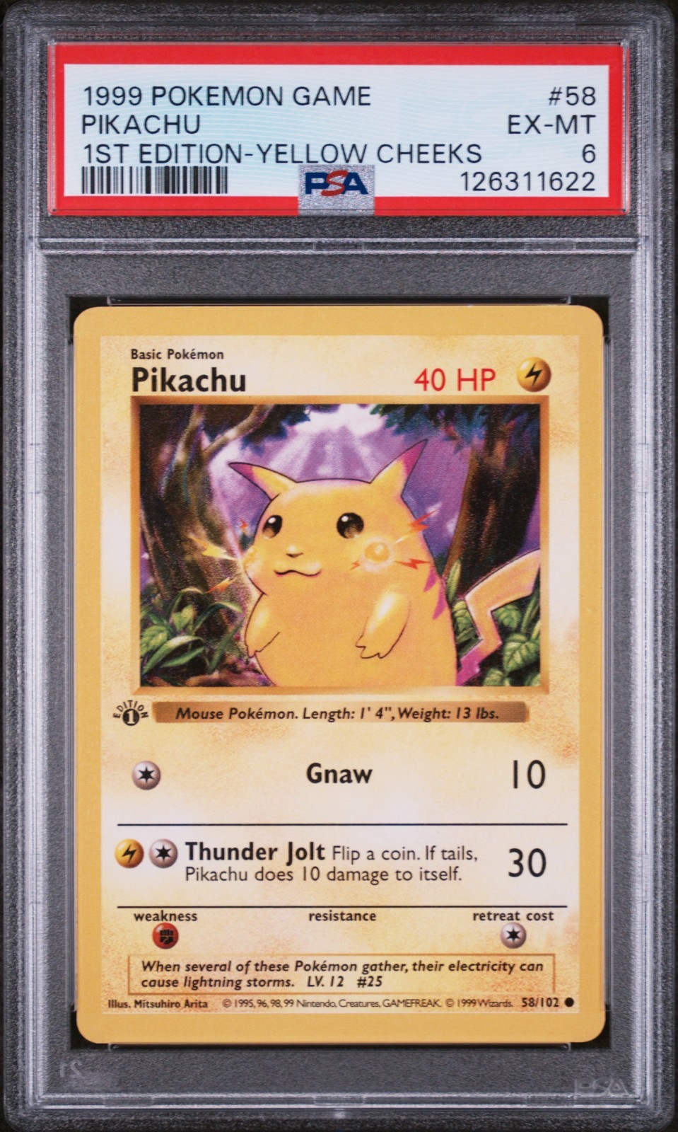 Pikachu 1999 Pokemon Game #58 1st Edition (Yellow Cheeks) Price