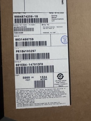 Corning Fiber Optic Cable Spool, Underground, Toning Conductor, 5000 ft
