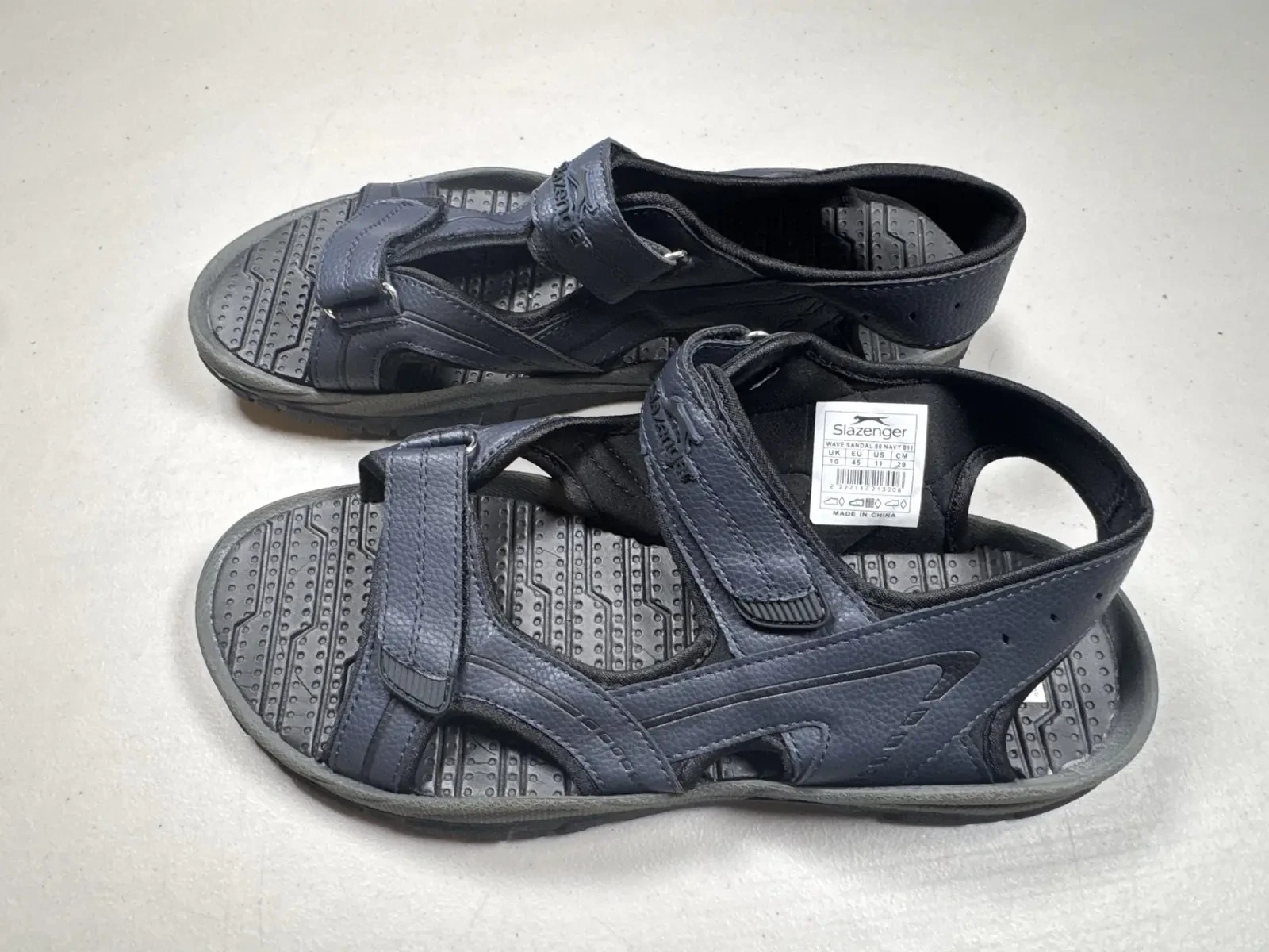 Slazenger Wave Mens Sandals UK 10 EU 45 Navy Walking Beach Sports Hook Loop