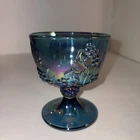 Vintage Blue Carnival Glass Sherbet Cup