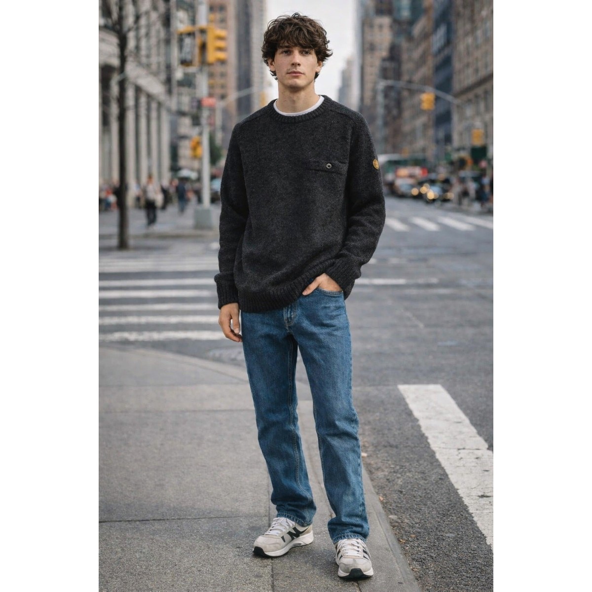 Fjallraven Men's Small Black Lada Round Neck Pullover Sweater Wool