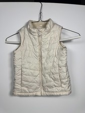 Baby Gap Puffer Vest Girl 3 Years Cream Sherpa Lined Warmest Quilted Full Zip