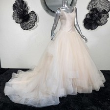 NWT 2855 JUSTIN ALEXANDER 4 PEARL PINK MERMAID FIT  FLARE WEDDING DRESS GOWN