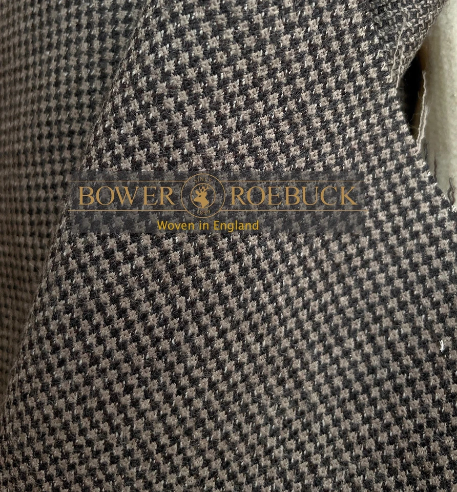 Tela de traje de lana 130s negra y gris Dogtooth de Bower Roebuck England 4,0 m Foto 2 de 4