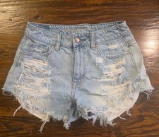 American Eagle Hi-Rise Festival Light Wash Denim Shorts, Size 2