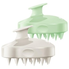 HEETA Scalp Massager Shampoo Brush 2 Pack, Soft Silicone Light Beige  Green