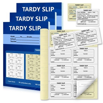 1600 Pcs Tardy Slip Book with Carbonless Duplicates Easy Removal Fold and Tea...
