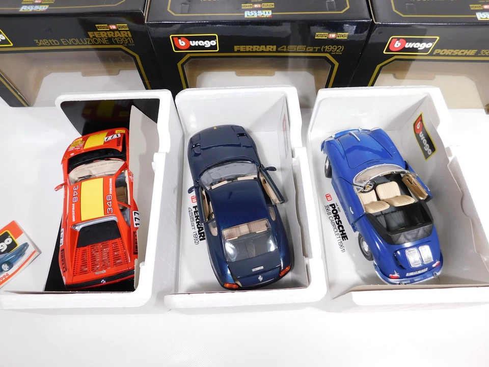 DH996-6# 3X Bburago 1:18 Modelo 3029 3036 Ferrari 3051 Porsche 356 SG/Caja Como Nueva Foto 3 de 4