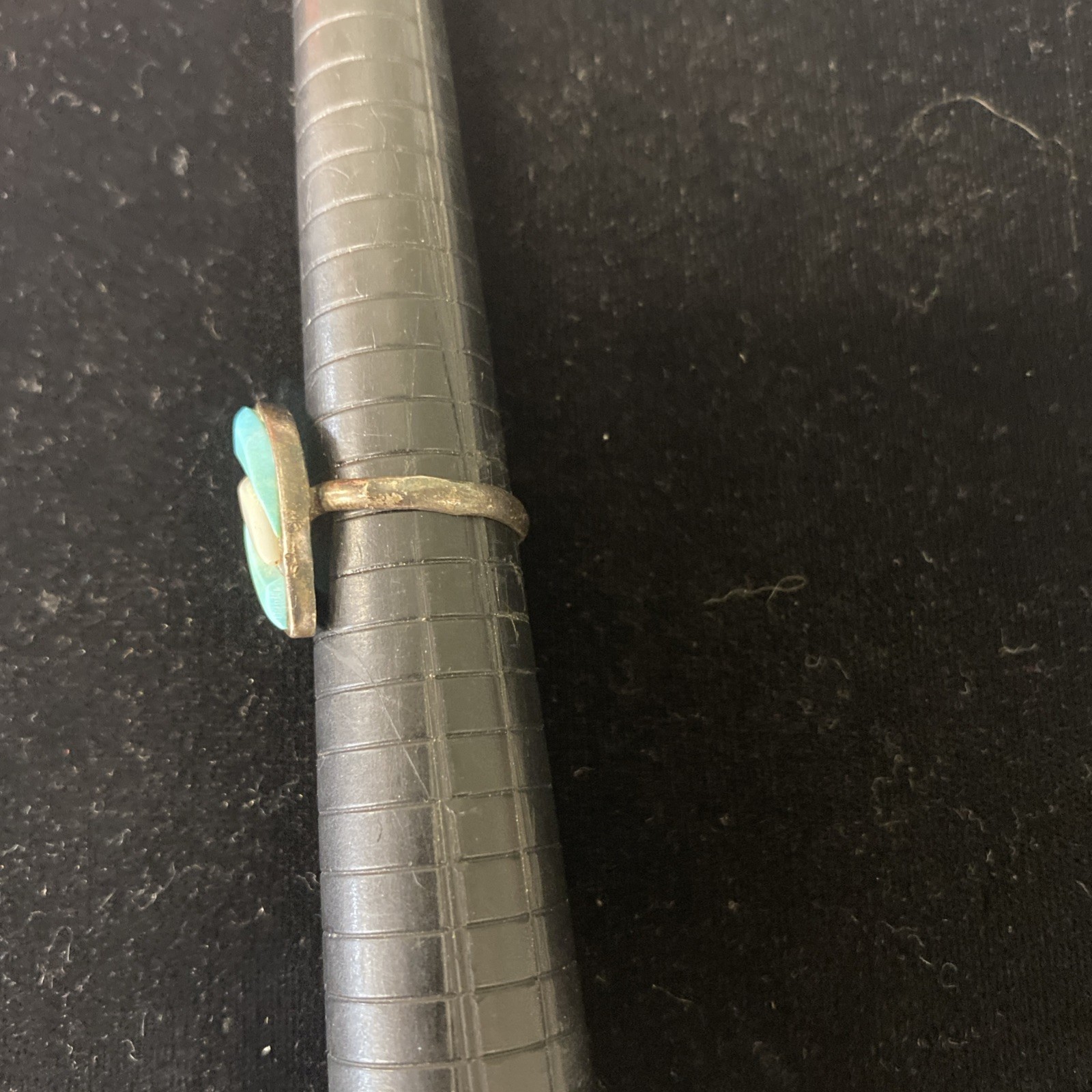 Old Native Solid Back Sterling Silver Turquoise A… - image 3