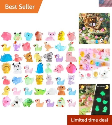 Charming 60PCS Glow in the Dark Mini Animal Figurines for DIY Decorating Fun