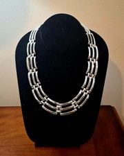 Vintage Silver Tone Choker Necklace 80s Style