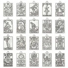 40pcs Tibetan Tarot Card Charms Mratal Rectangle Amulet Sun Pendants for DIY