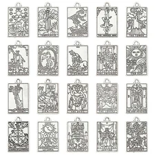 40pcs Tibetan Tarot Card Charms Mratal Rectangle Amulet Sun Pendants for DIY