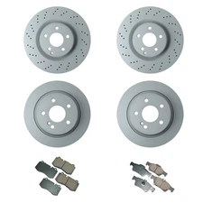 Zimmerman Front Rear Disc Brake Rotors Akebono Euro Pads Kit for W221 S400 S550