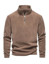 Men's Quarter Zip Fleece Pullover, Stand Collar Thermal Long Sleeve Sweatshir...