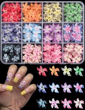 180 Pcs Flower Nail Charms 12 Grids Resin 3D Flowers for Nails