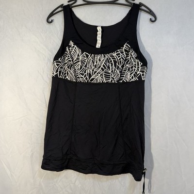 Lululemon Tank Top Ta Ta Topper Pretty Palm Black Angel Size 10 Athletic Casual