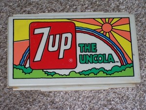 7 Up Insert Sign 5.25"x8" Peter Max inspired art - Early 1970s